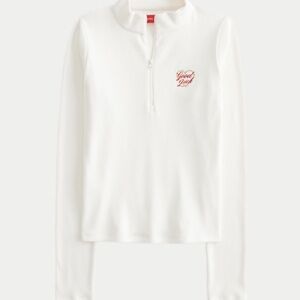 Ribbed Lunar New Year Graphic Half-Zip Top Hollister